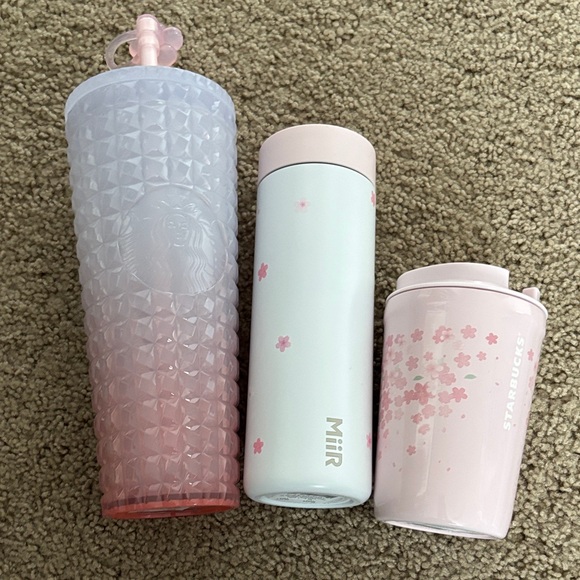 Starbucks Other - Starbucks Pink Cherry Blossom Tumbler & Travel Mugs Set - Pink & White
